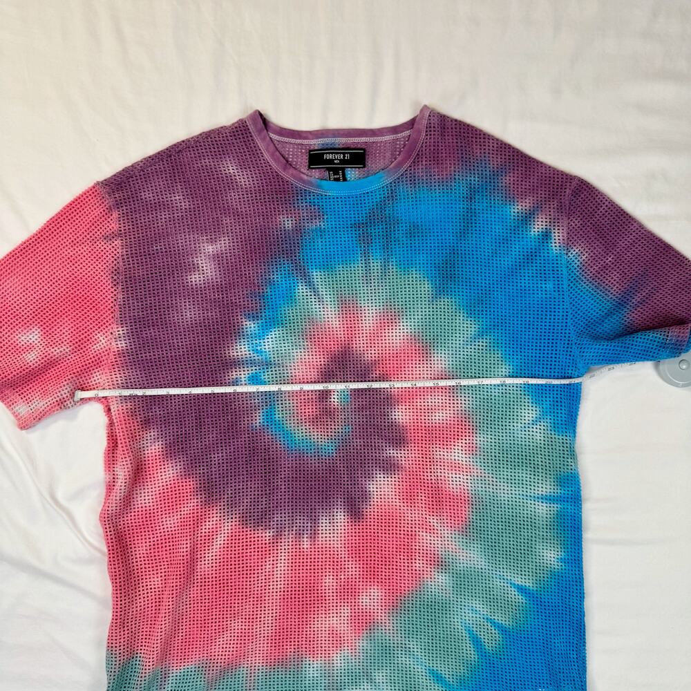 Mesh Tie Dye T-Shirt Men's Medium Y2K Rave Festival Sheer Net Top Grunge 90s - Picture 5 of 11